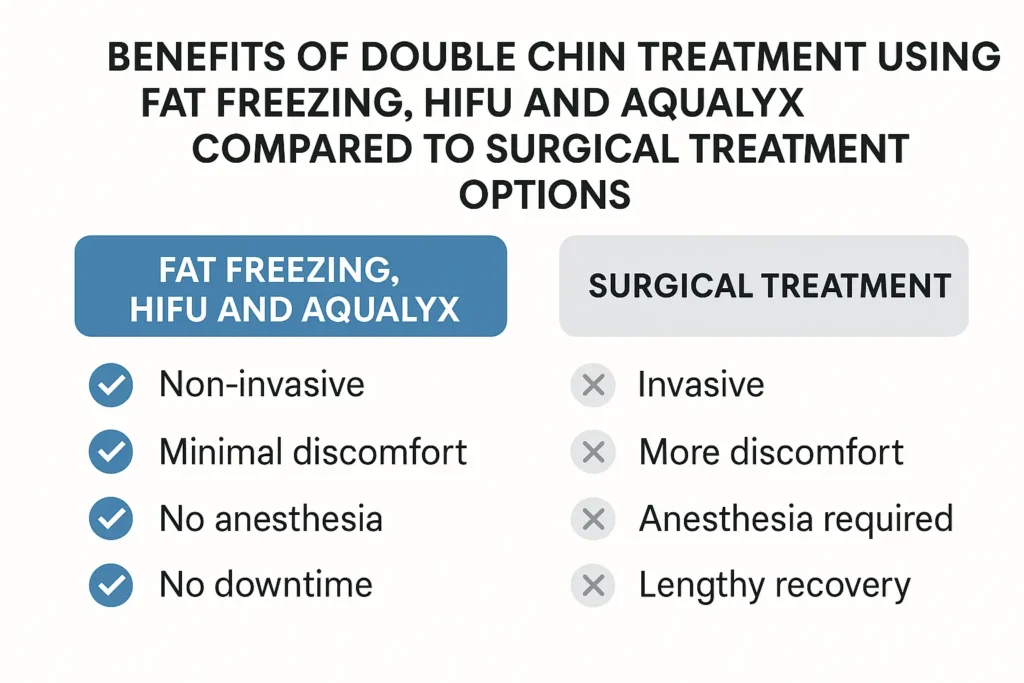 Graphic about the benefits of double chin treatment Godmanchester - from LA LIPO