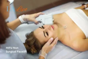 Woman having Hi-Fu to reduce wrinkles Godmanchester.