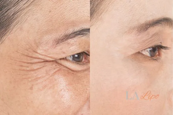 Before and after results of woman - HI-fu wrinkles reduction treatment Godmanchester